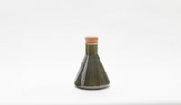 Lab Vase Medium Standard - Reactive Green Glaze & Dark Cork Stopper