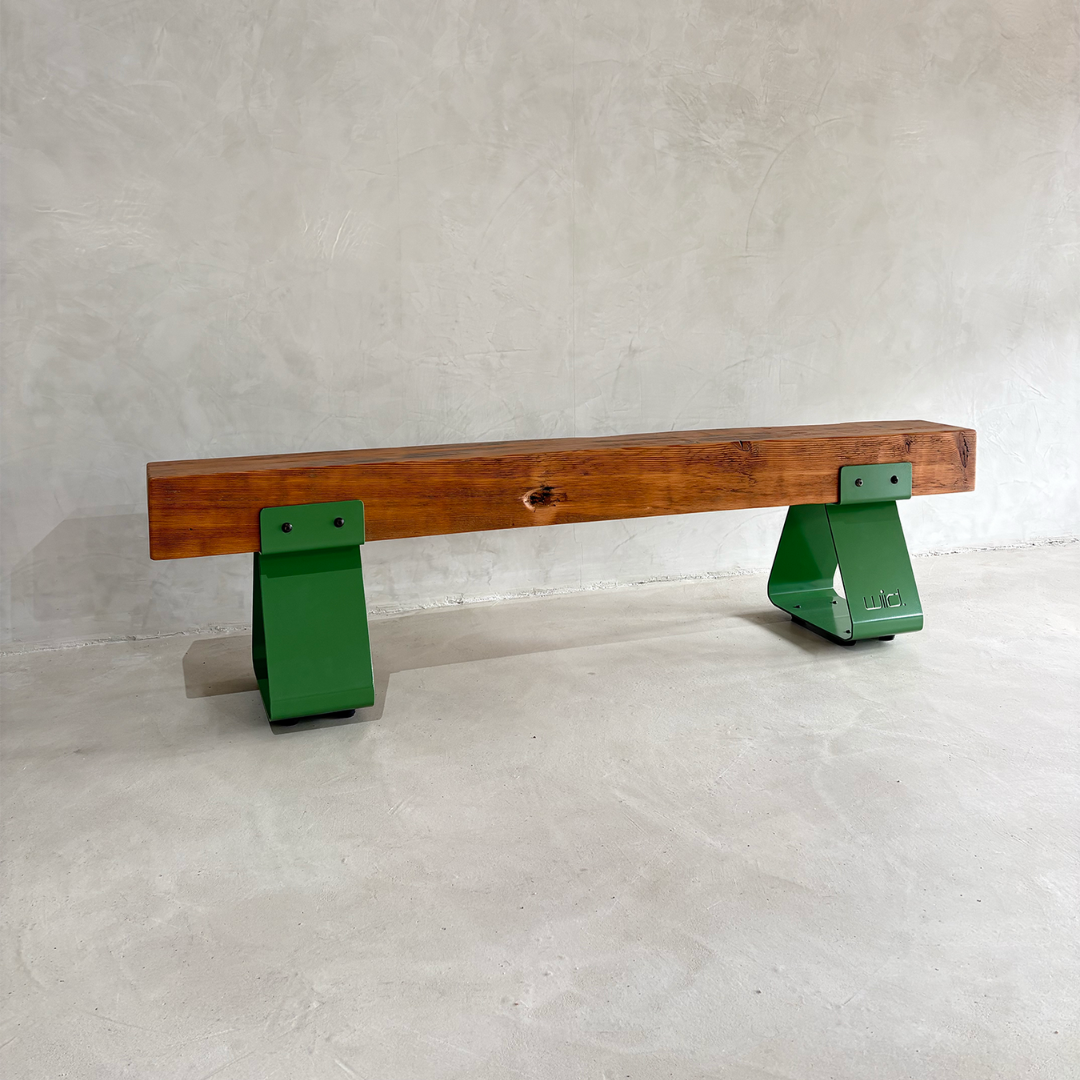 Timber Bench With Green Legs