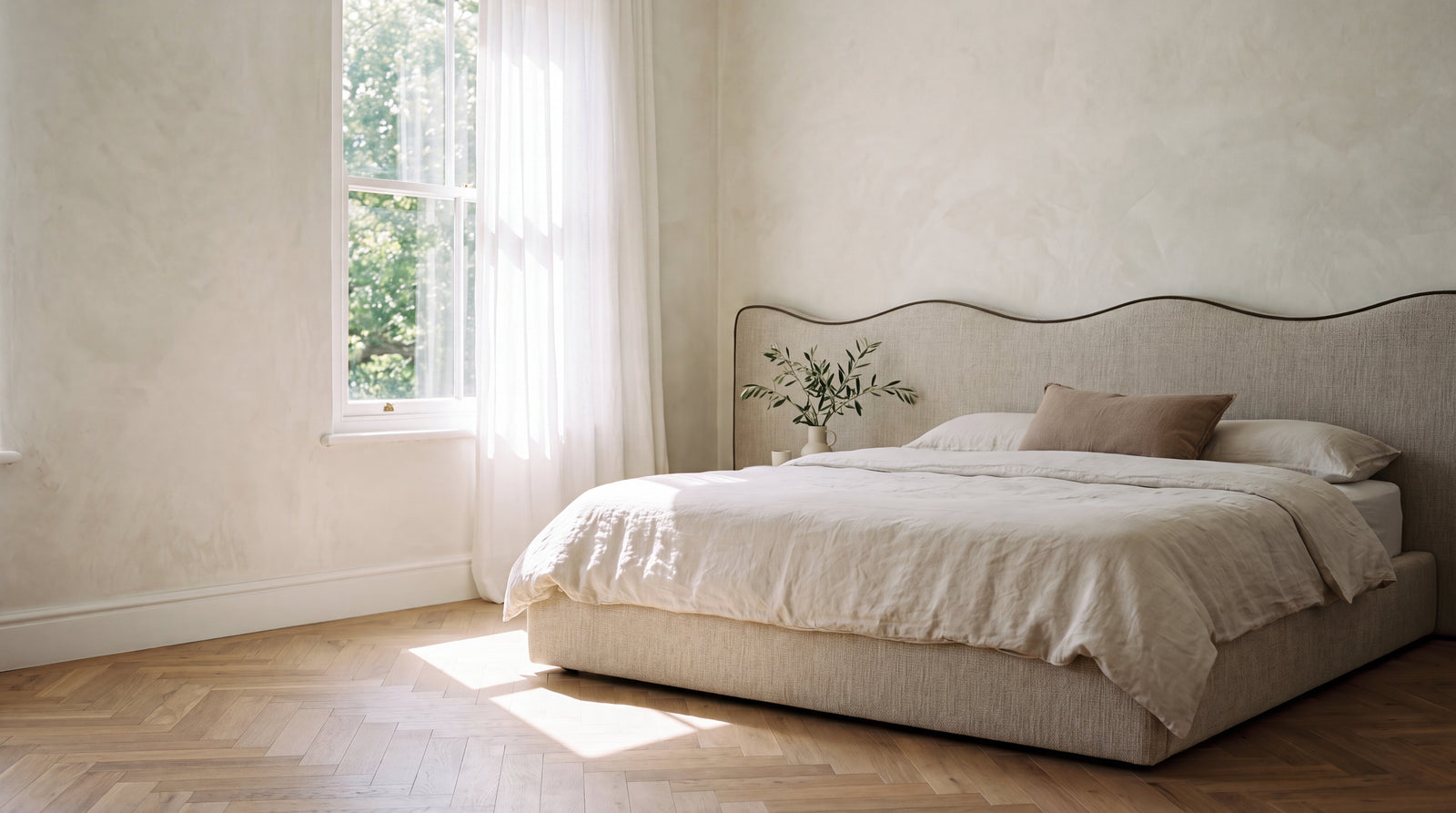 Muze upholstered bed in a Cape Town bedroom
