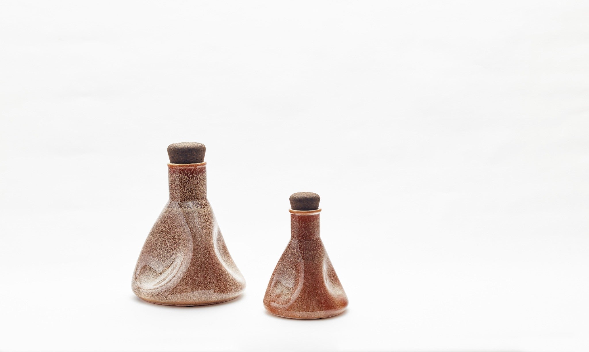 Lab Vase Large Warped - Reactive Brown Glaze & Dark Cork Stopper